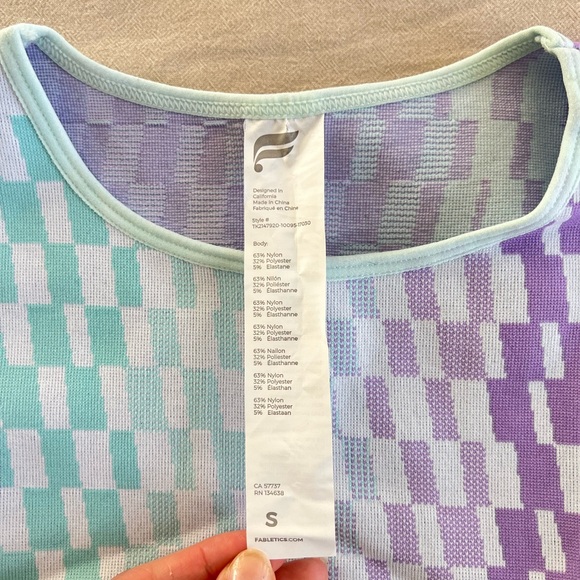 Fabletics Crop Tank in aqua/lavender (size S) - Picture 4 of 6